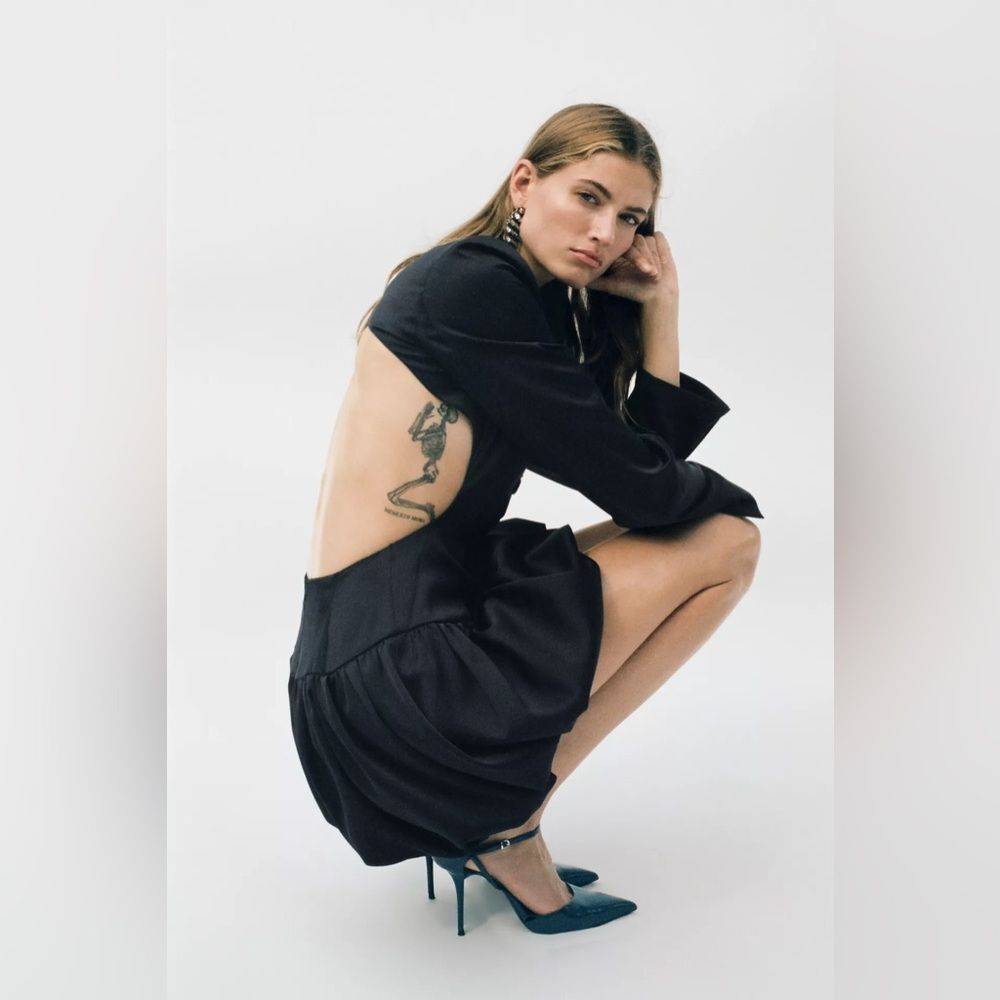 ZARA PUFFBALL MINI DRESS - Picture 11 of 16